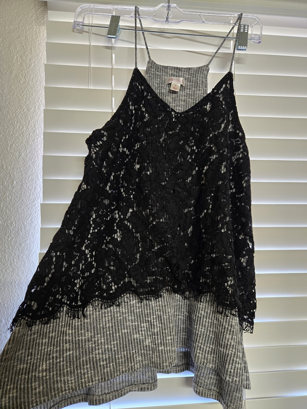 Xhilaration Black Lace Layered Camisole with Gray Knit Underlayer